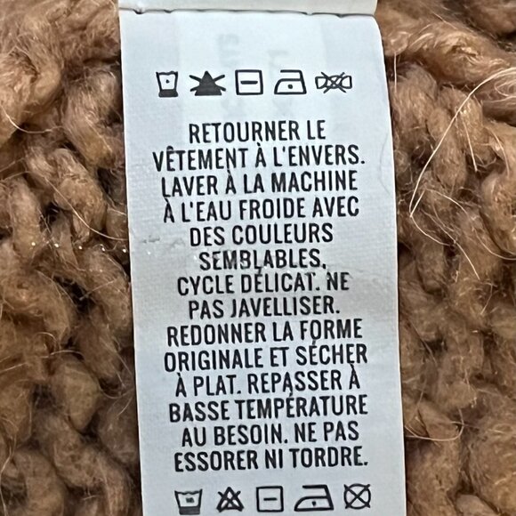 Aerie Wool Blend Oversized Sweater Pink Tan Crewneck Cozy Knit Relaxed Fit - Picture 9 of 10